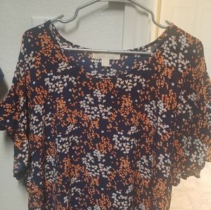 Michael Michael Kors Navy Floral Pullover Blouse